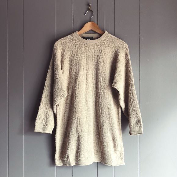 Vintage Sweaters - Vintage Mocha Embroidered Dolman Sleeve Sweater